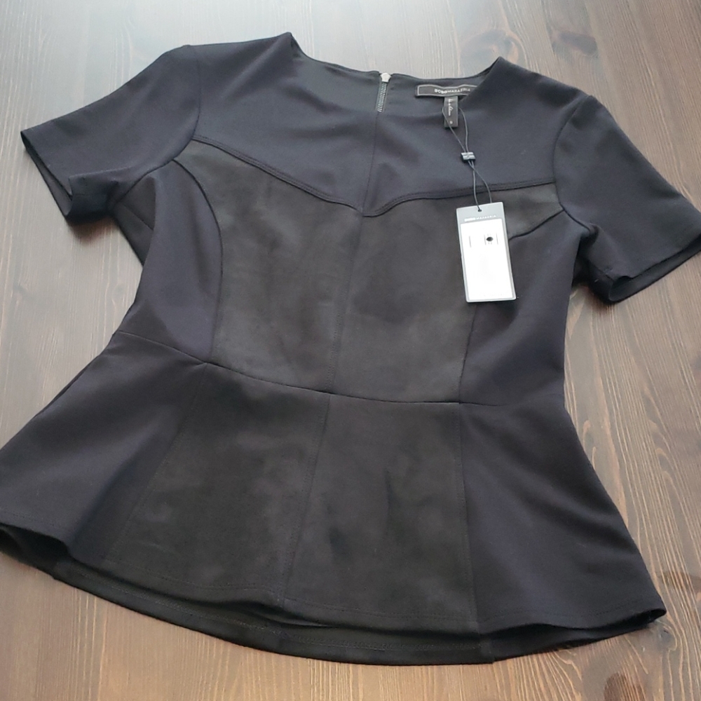 BCBG Maxazria black peplum blouse - Picture 1 of 7